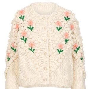 NWOT Lily & Bean Chunky Cardigan Flowers and Pearls